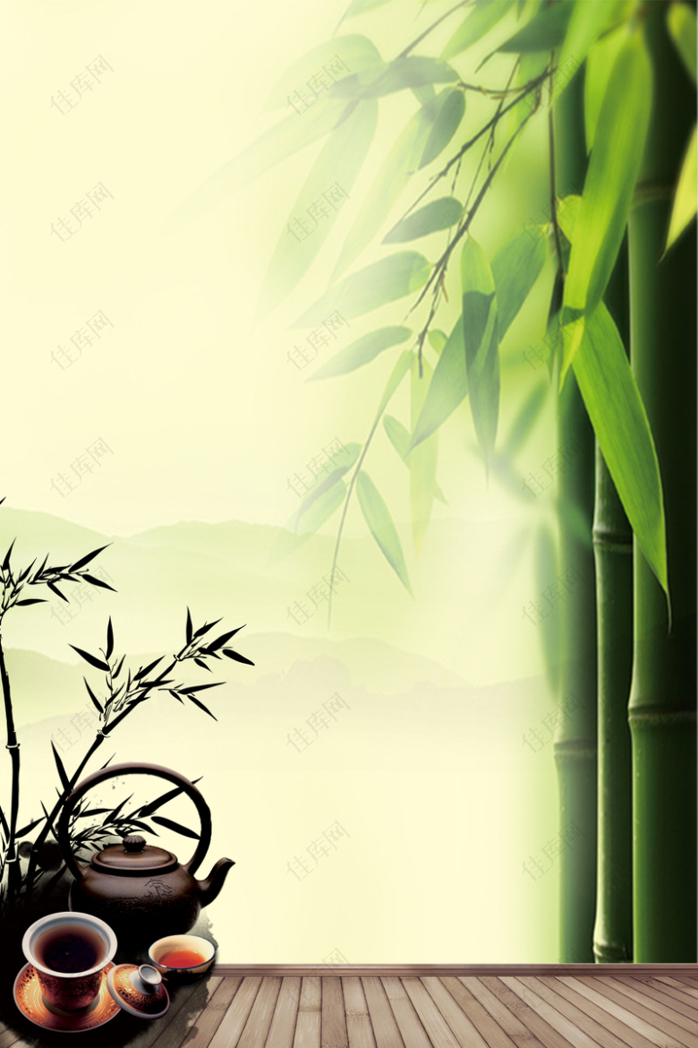 绿色竹林海报背景