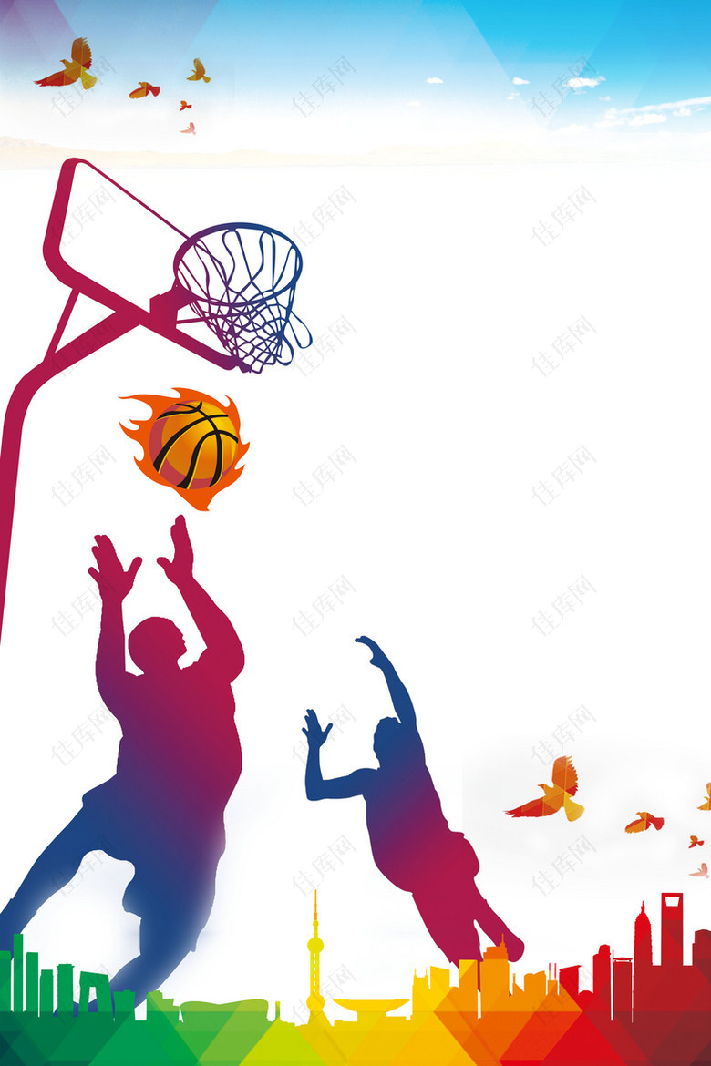 体育运动几何渐变篮球争霸赛宣传海报