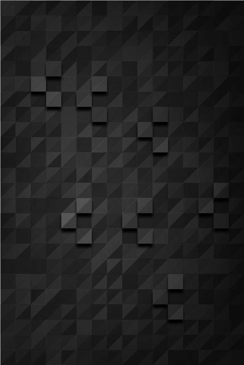 矢量黑色质感方块凹凸几何拼接背景