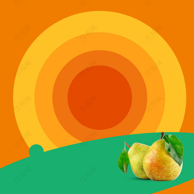 橙色几何圆圈宝宝辅食PSD分层主图背景