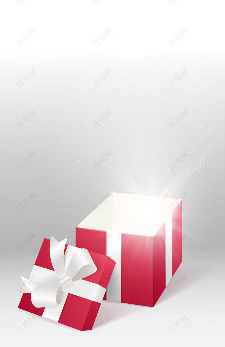 打开的红色礼盒星光惊喜矢量背景