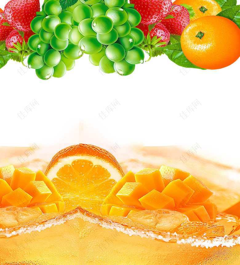 清新水果鲜橙海报背景模板