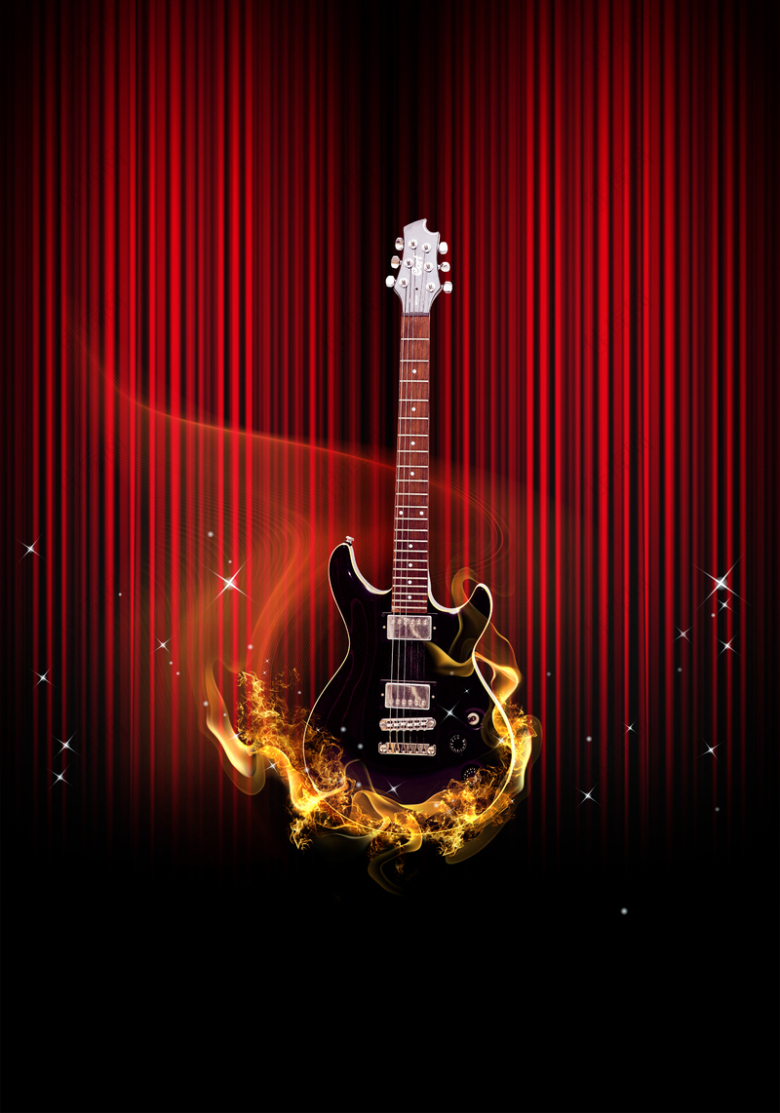 梦幻吉他音乐元素海报背景