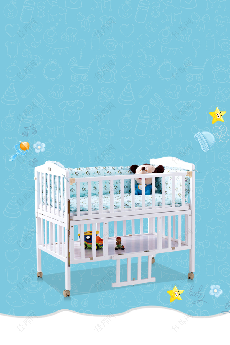 婴儿床促销宣传海报背景模板