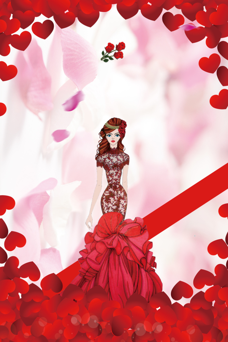 红色手绘三八妇女节宣传海报