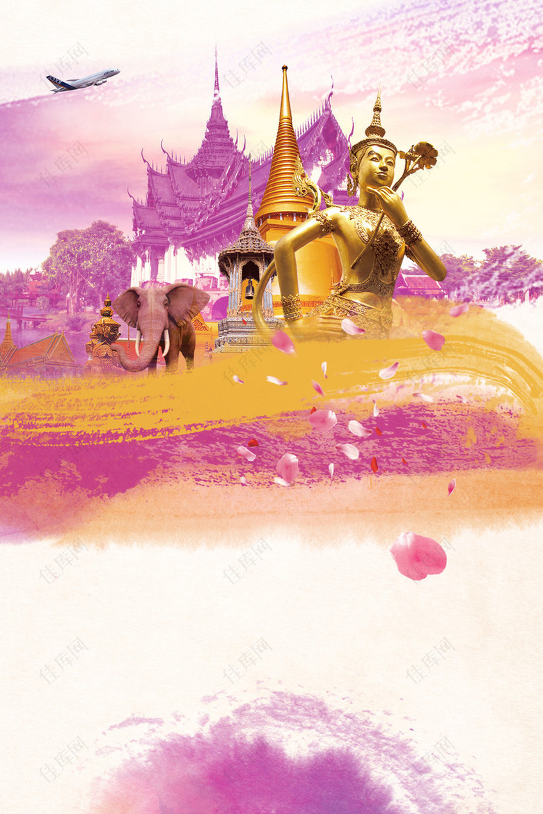 泰国佛像泰国旅游宣传海报背景素材
