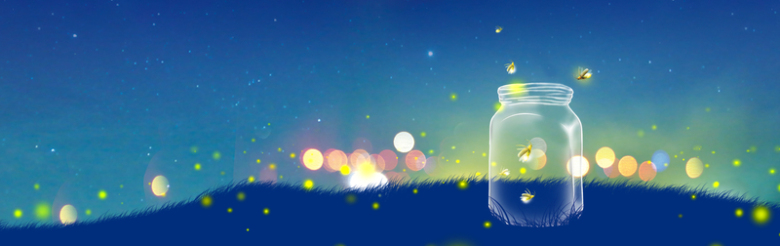 夜空萤火虫玻璃瓶背景