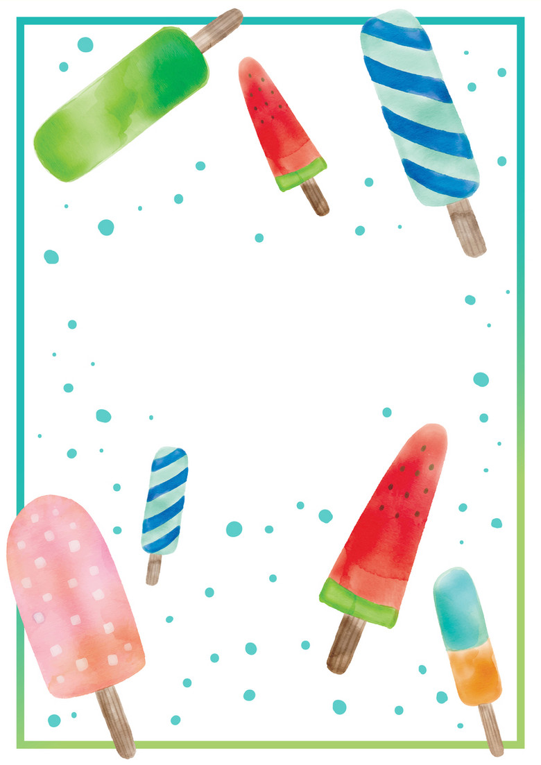 卡通手绘水彩夏季清凉雪糕海报背景素材