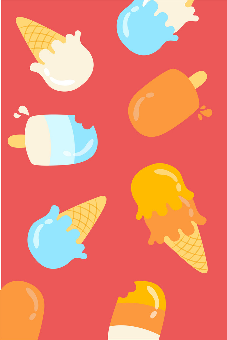 卡通手绘冰淇淋夏季上新海报背景素材
