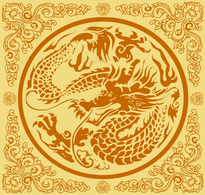 中国古典龙纹矢量背景素材