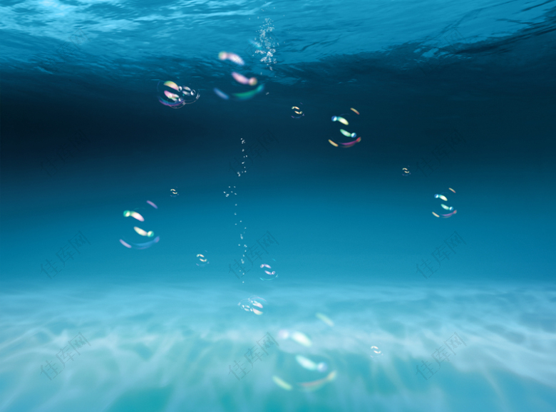 大气蓝色大海里的泡泡背景素材