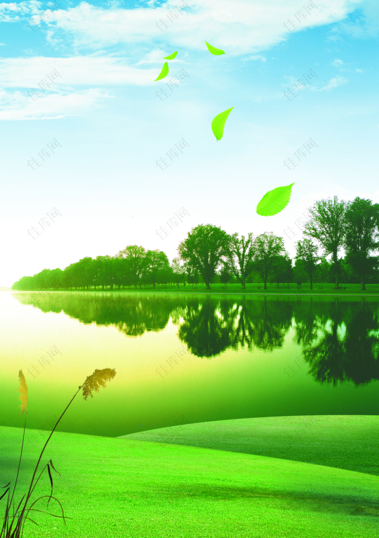 绿色风景印刷背景