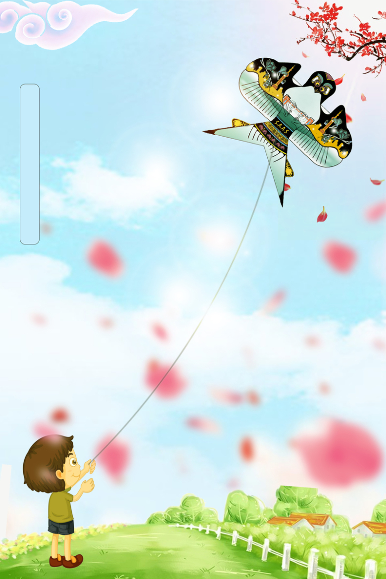 卡通放风筝春季风筝节海报背景素材