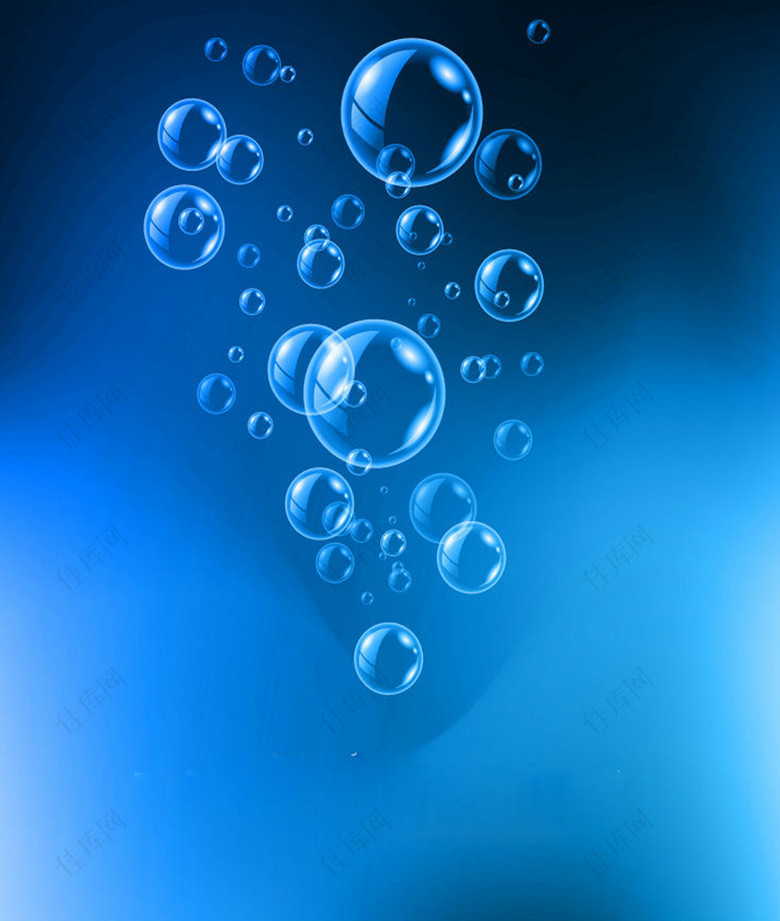 蓝色水中气泡背景矢量图