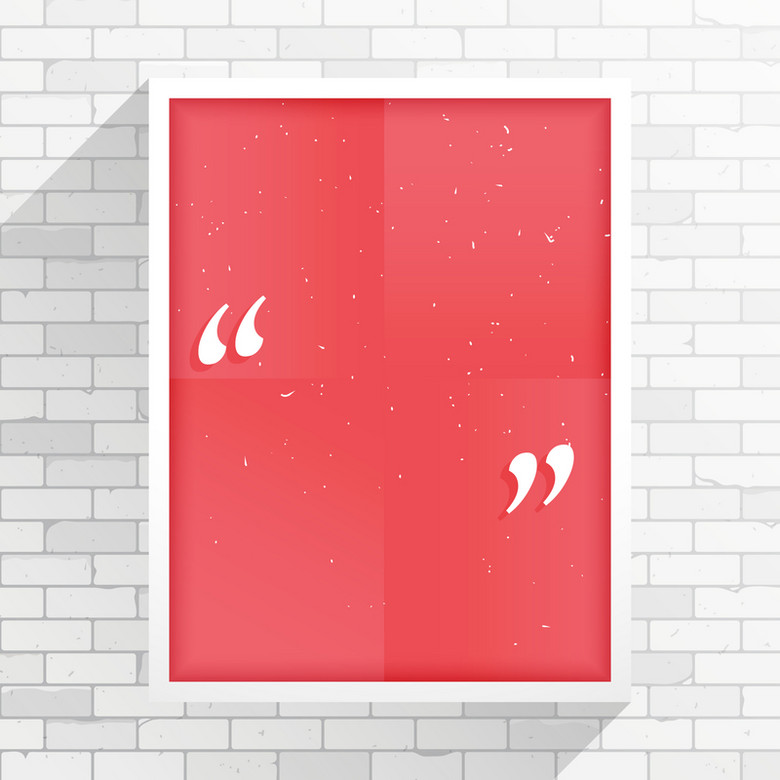 文艺立体双引号简约红色对话框墙面背景素材