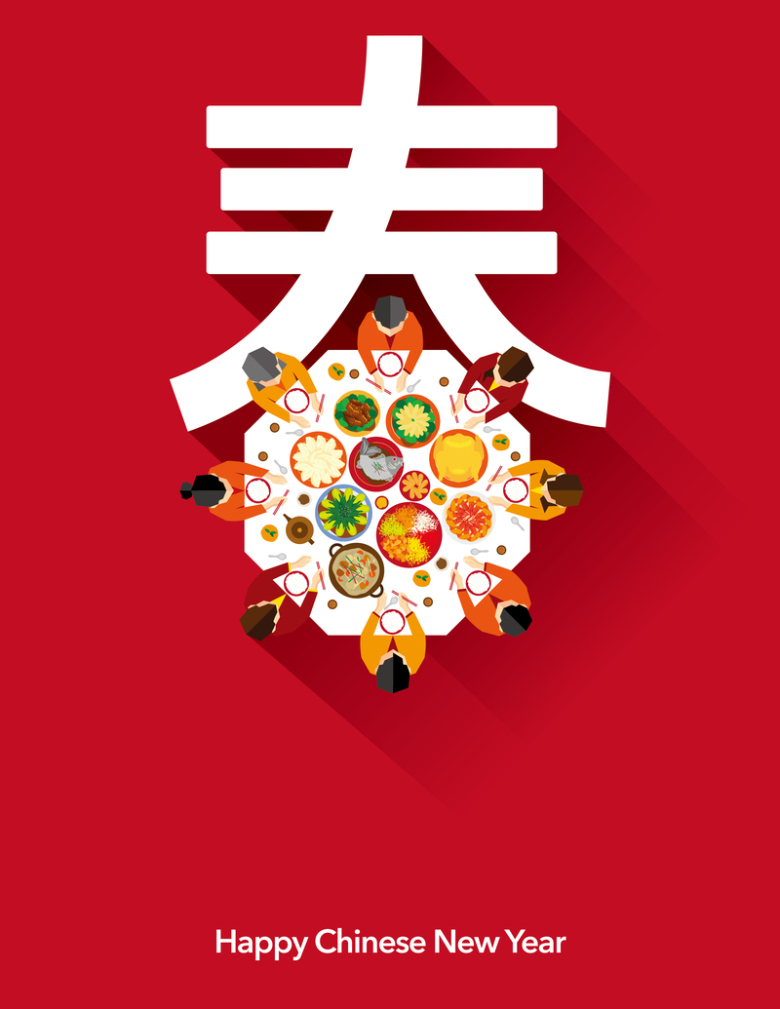 中国春节扁平化海报背景素材