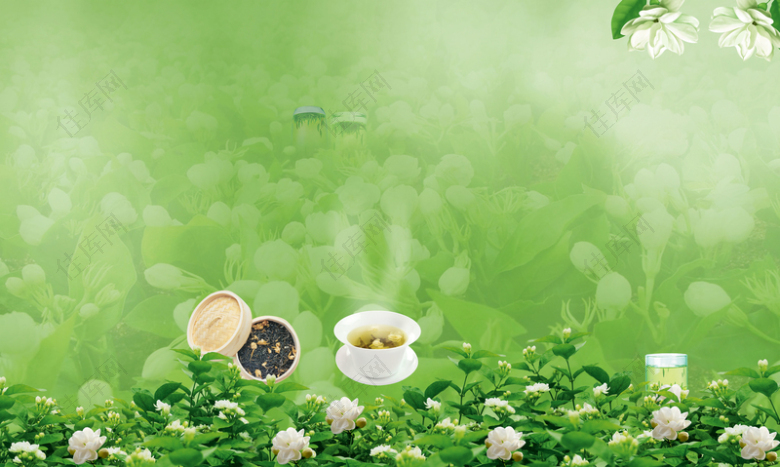 淡绿色茶广告茉莉花