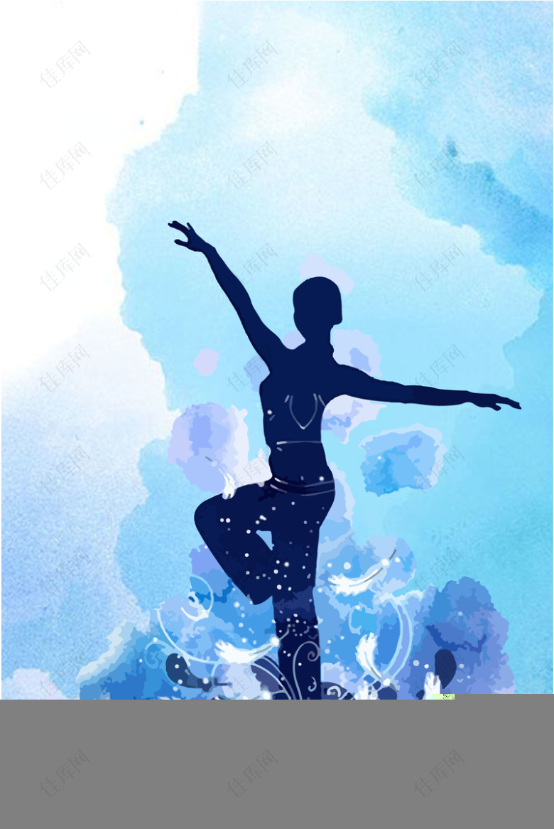 水彩手绘体育运动健身女子瑜伽运动海报
