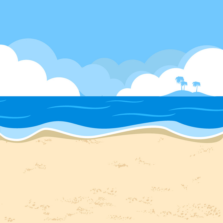 卡通大海沙滩背景