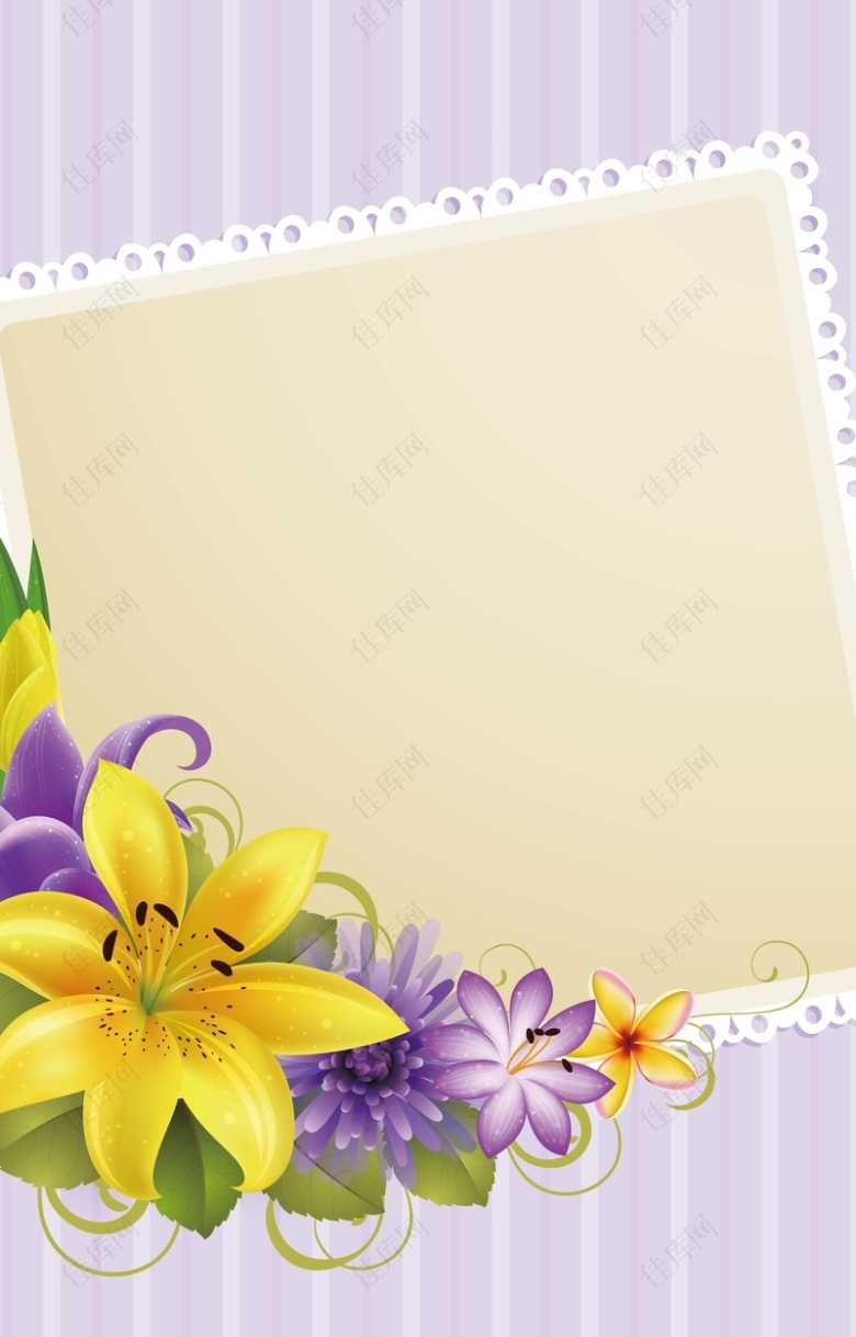 边框的彩色花朵背景素材