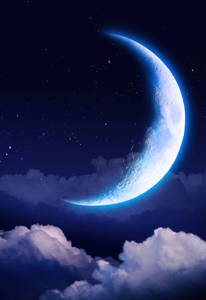 夜景月亮白云海报背景素材