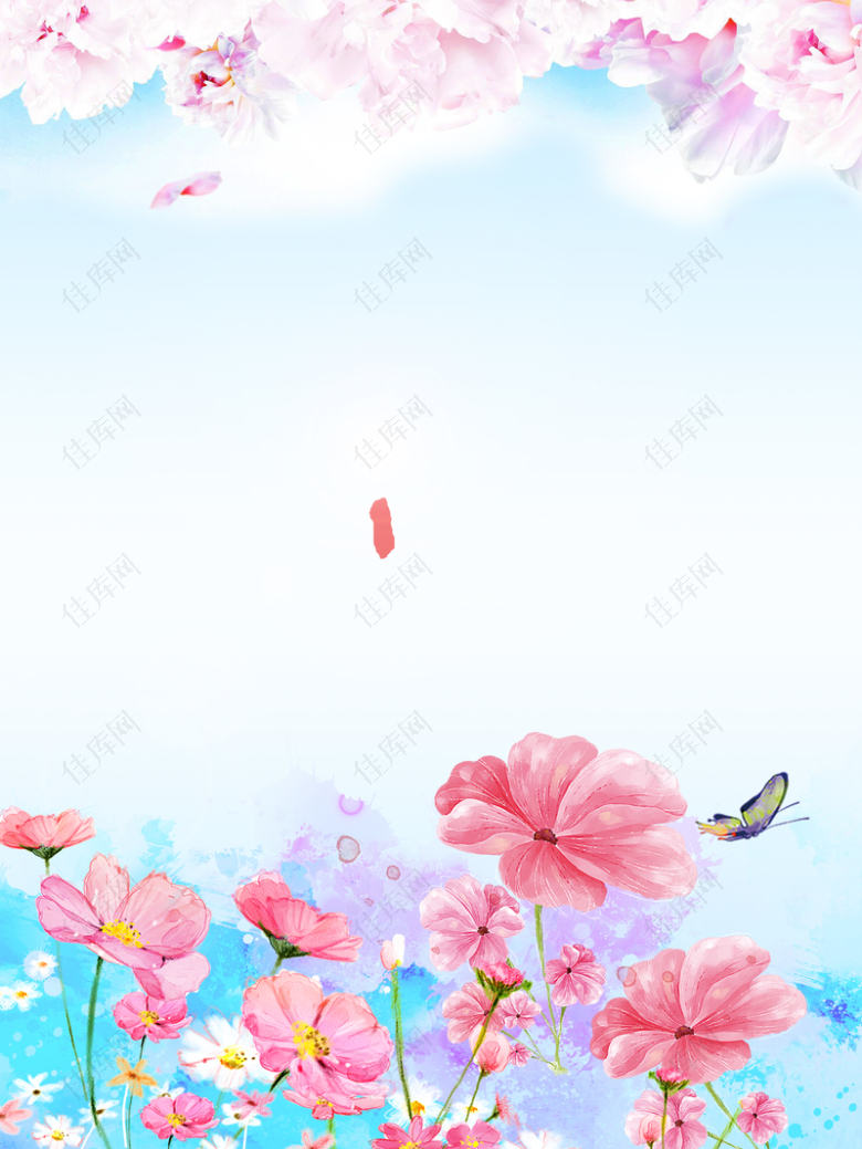 彩绘花朵春季上新海报背景