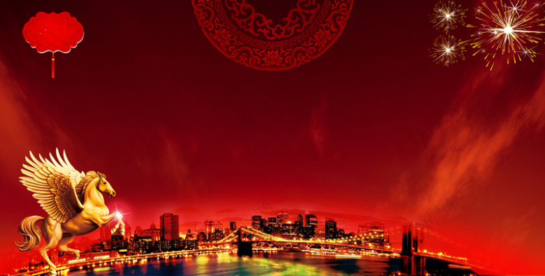 天马城市红色开业盛典海报背景素材