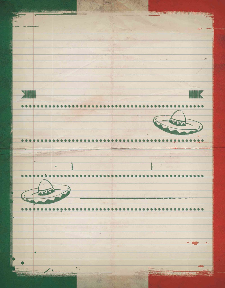 红绿信纸风墨西哥帽子海报背景