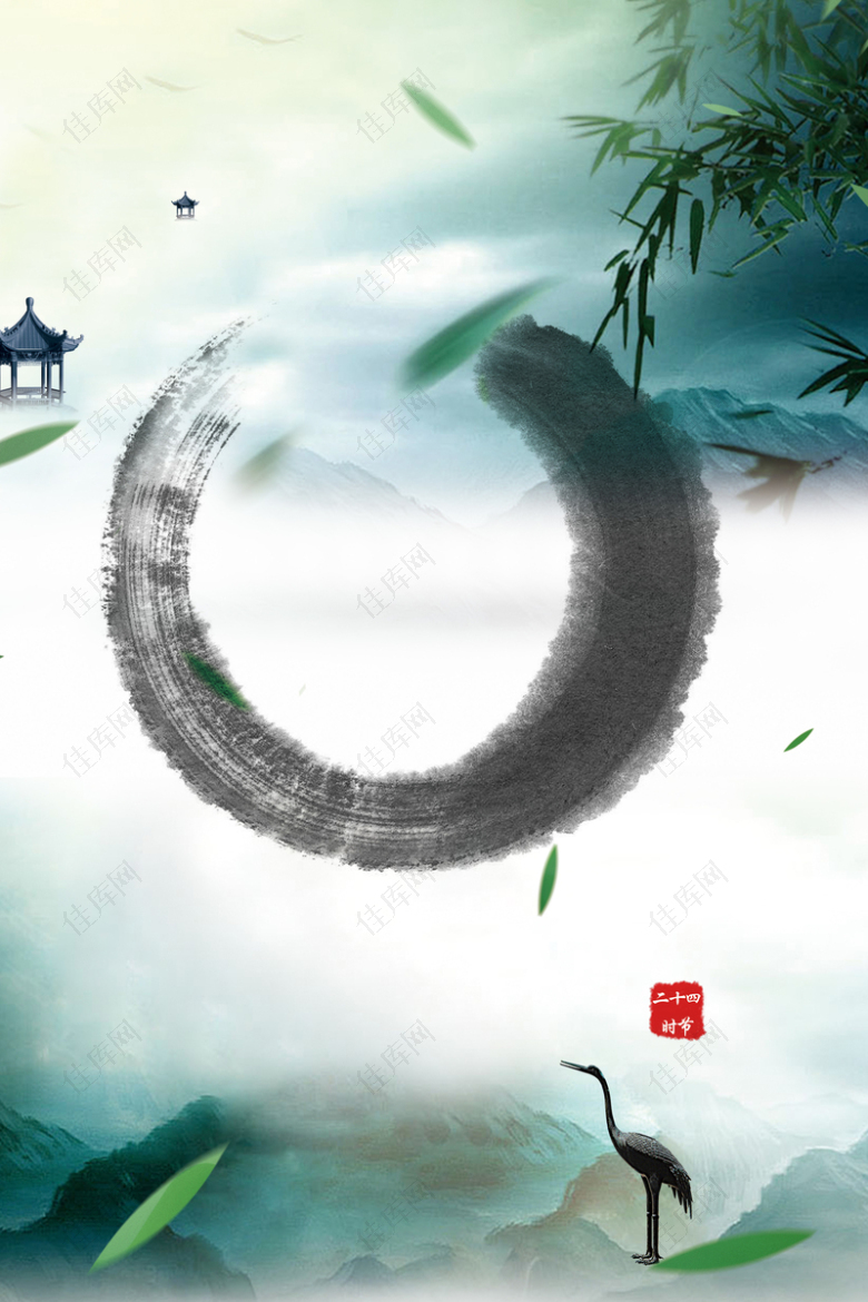 中式传统水墨二十四节气惊蛰背景素材