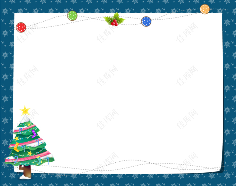 蓝色卡通圣诞树边框背景