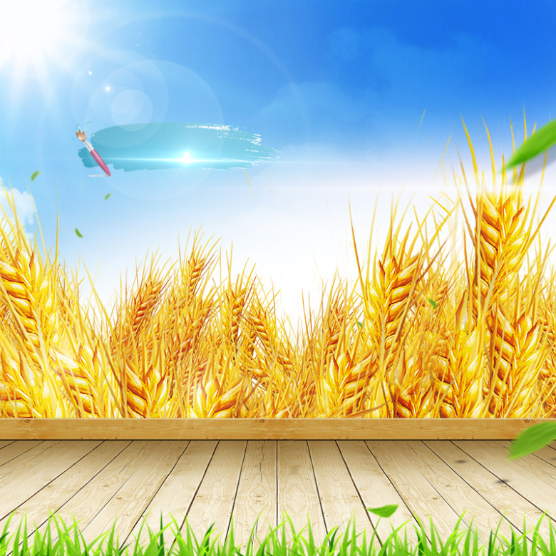 金色麦子食品促销PSD分层主图背景素材