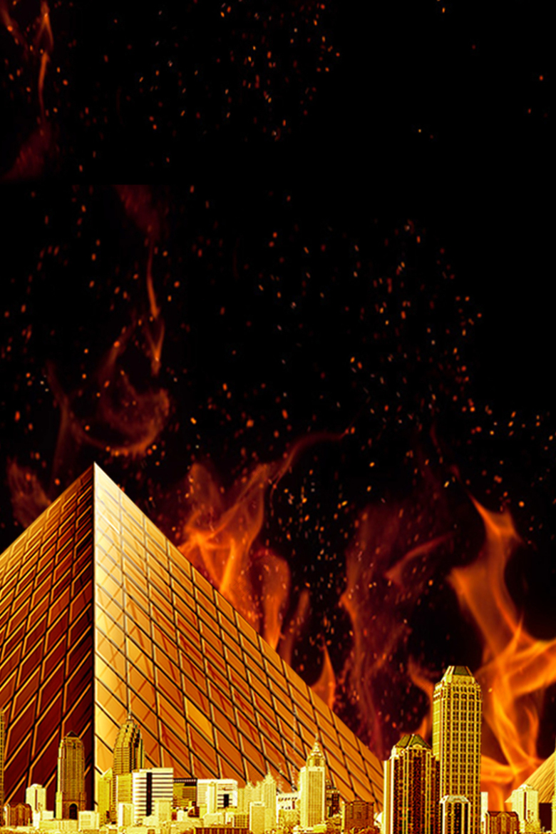 褐色火焰烟火城市建筑商务火光背景素材