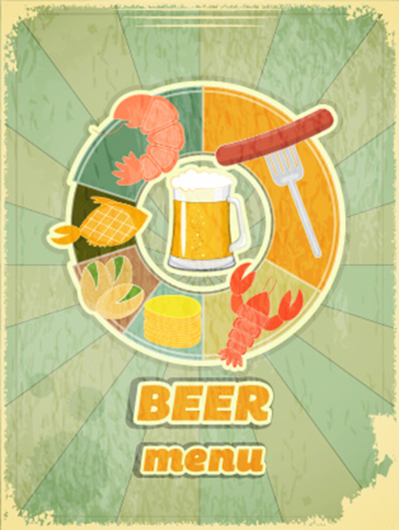 复古手绘啤酒海报背景素材