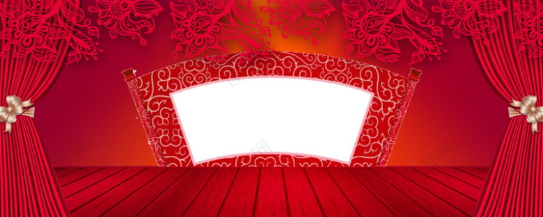 红色剪纸中国风舞台背景
