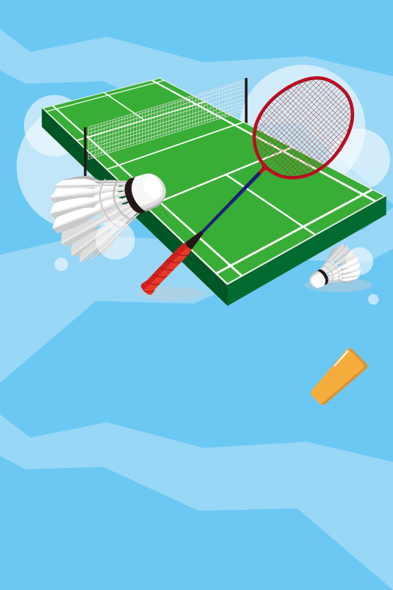 卡通羽毛球体育运动海报矢量背景