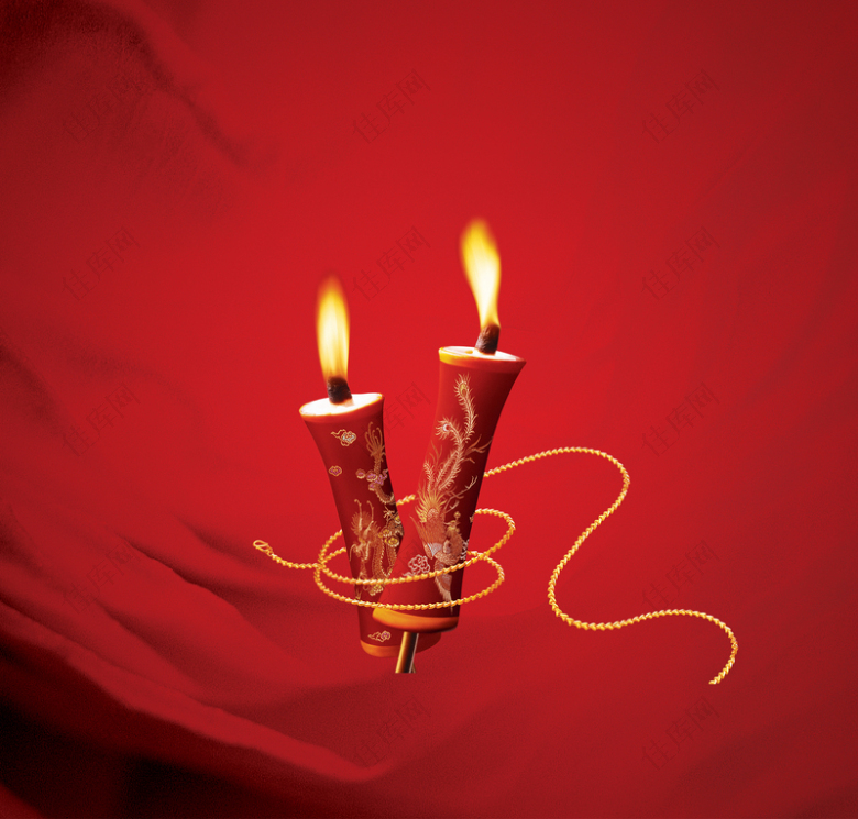 中国风大红蜡烛婚庆背景素材