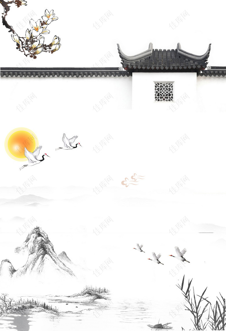简约中国风中式地产海报背景素材