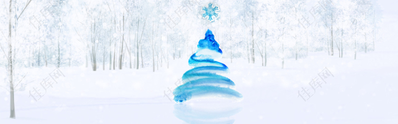 圣诞节白色冬季森林银树banner