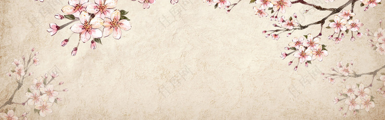 简约素雅古风花朵底纹海报背景