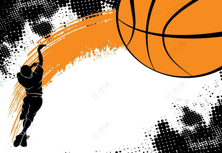 篮球元素水墨投篮人物海报