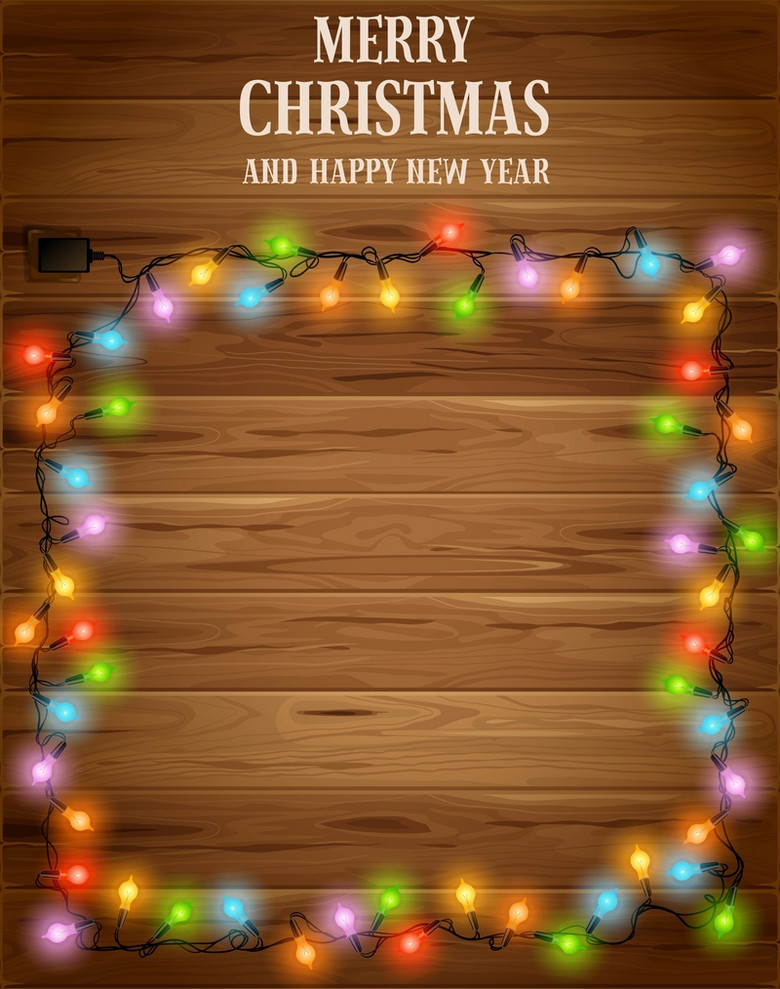 文艺霓虹灯木板圣诞节背景素材