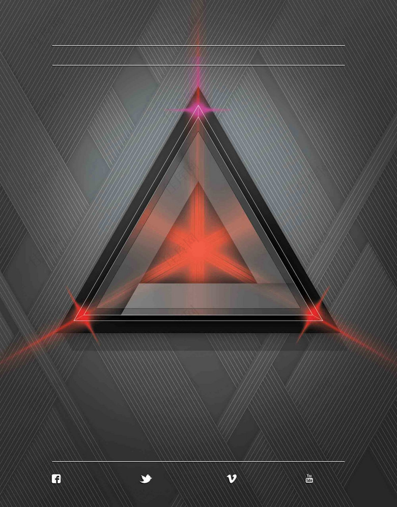 科技风橘色三角形三体科幻海报