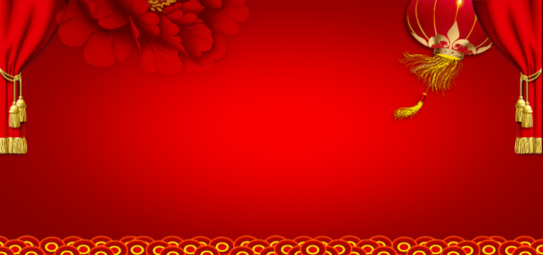 喜庆红色牡丹春节电商海报背景