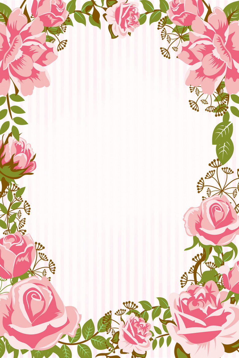 水彩手绘玫瑰花框背景