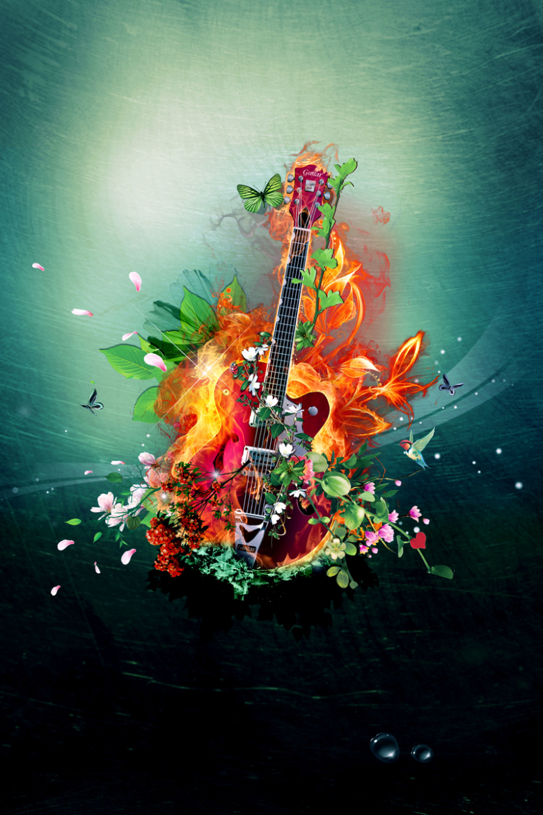 火焰吉他创意音乐节海报背景素材