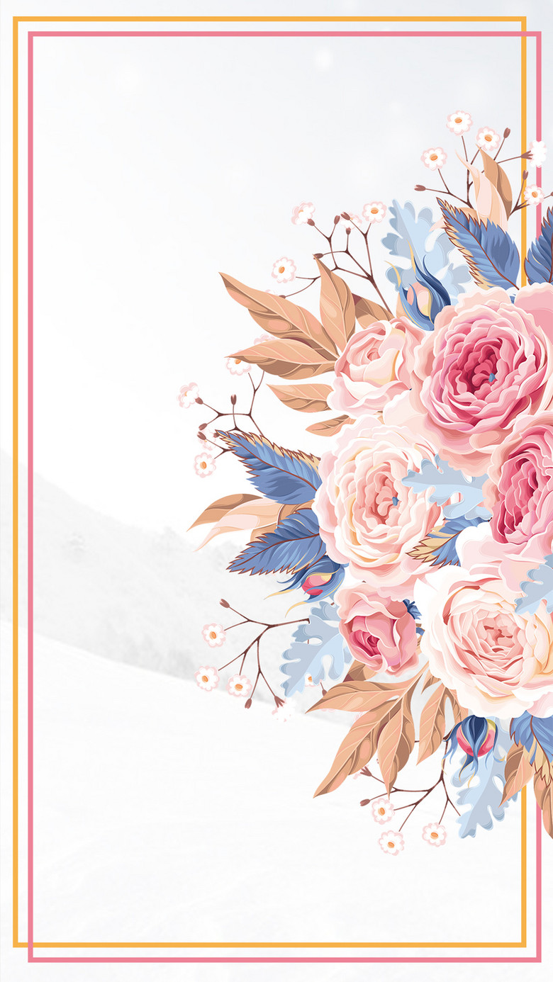手绘小清新花朵边框美妆广告设计