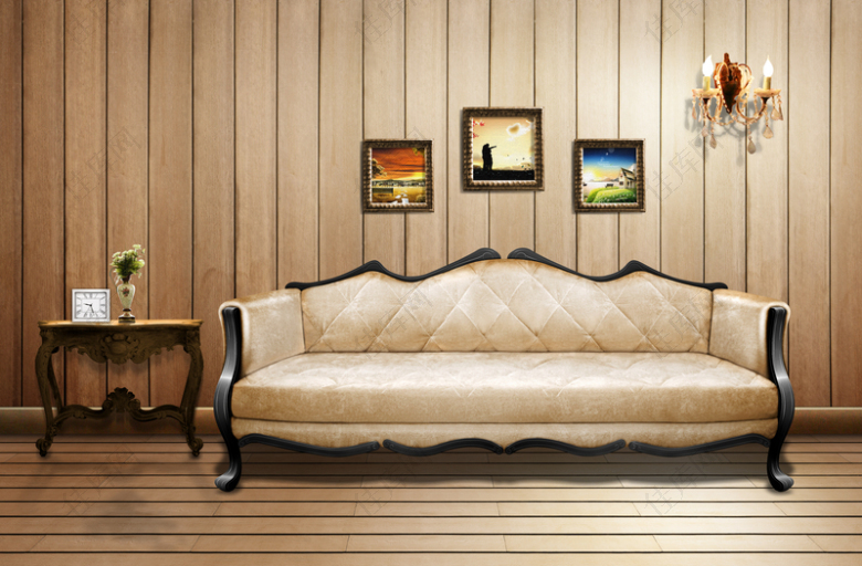 室内沙发饰品壁灯背景素材