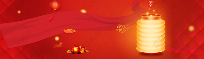 欢度春节狂欢红色banner背景