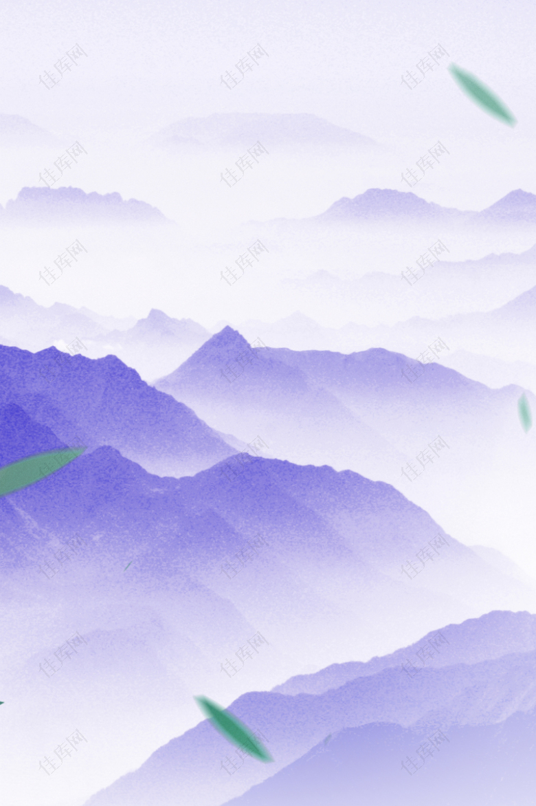 中国风紫色清新山水画