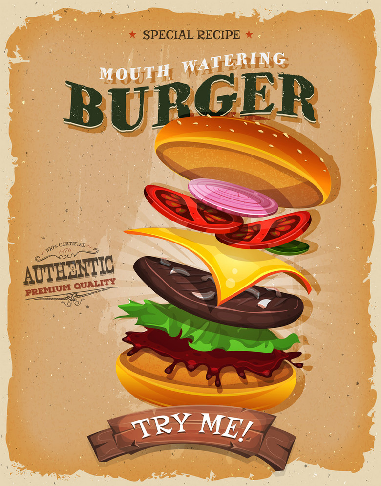 卡通手绘汉堡包背景图片